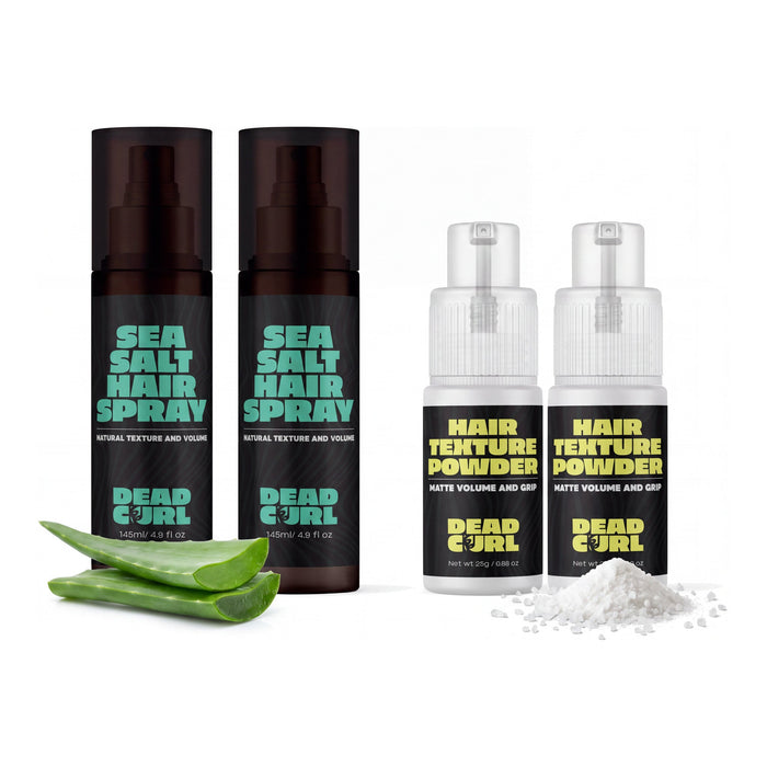 DeadCurl Double Duo — two sea salt sprays and two texture powders