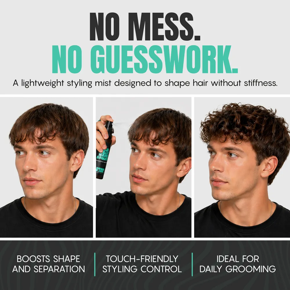 No mess. No guesswork. - A lightweight styling mist designed to shape hair without stiffness.