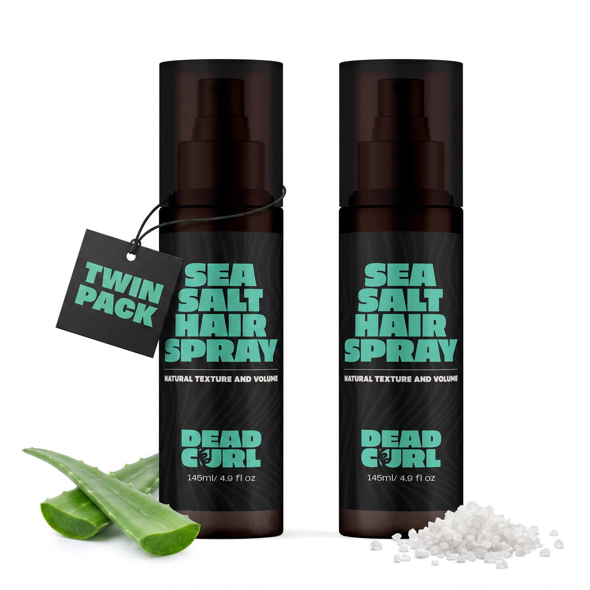 DeadCurl Sea Salt Hair Spray twin pack — two 145 ml bottles